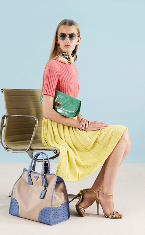 Prada's resort 2012 range foreshadows the pastels and rich hues, as well as the ultra-feminine silhouette, of the label's Fifties-esque spring show