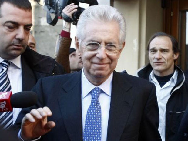 Mario Monti began talks today to create a new government