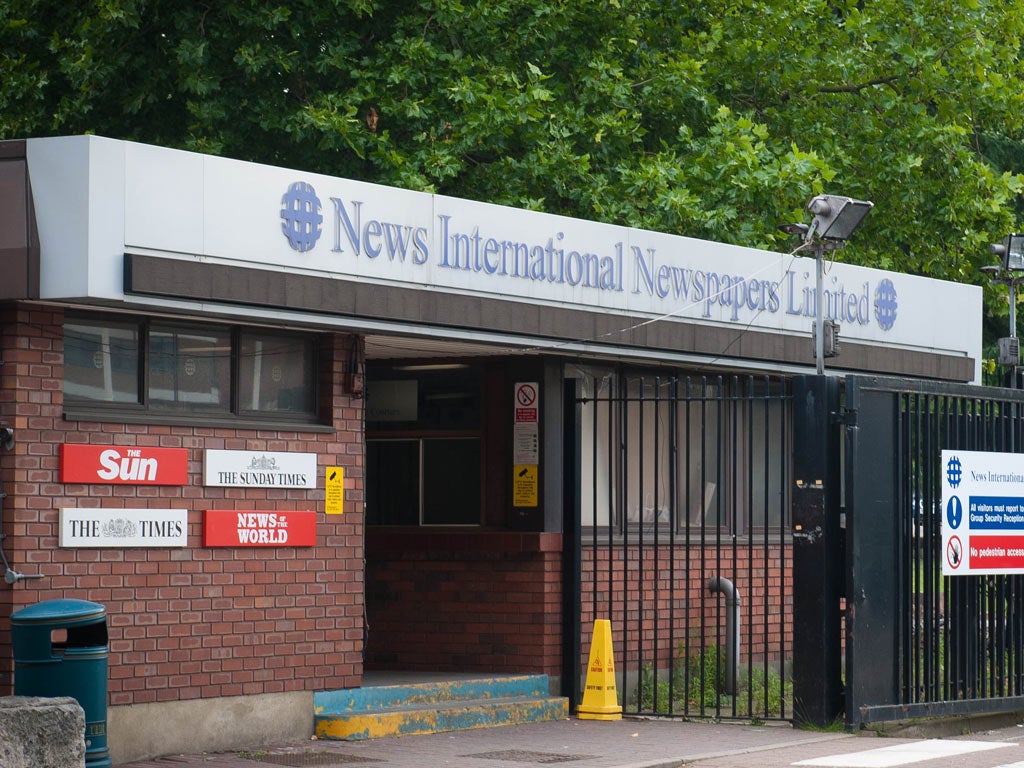 The gatehouse at the former News International building in Pennington Street, Wapping, London