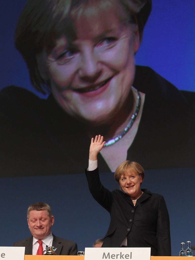 German Chancellor Angela Merkelin Leipzig