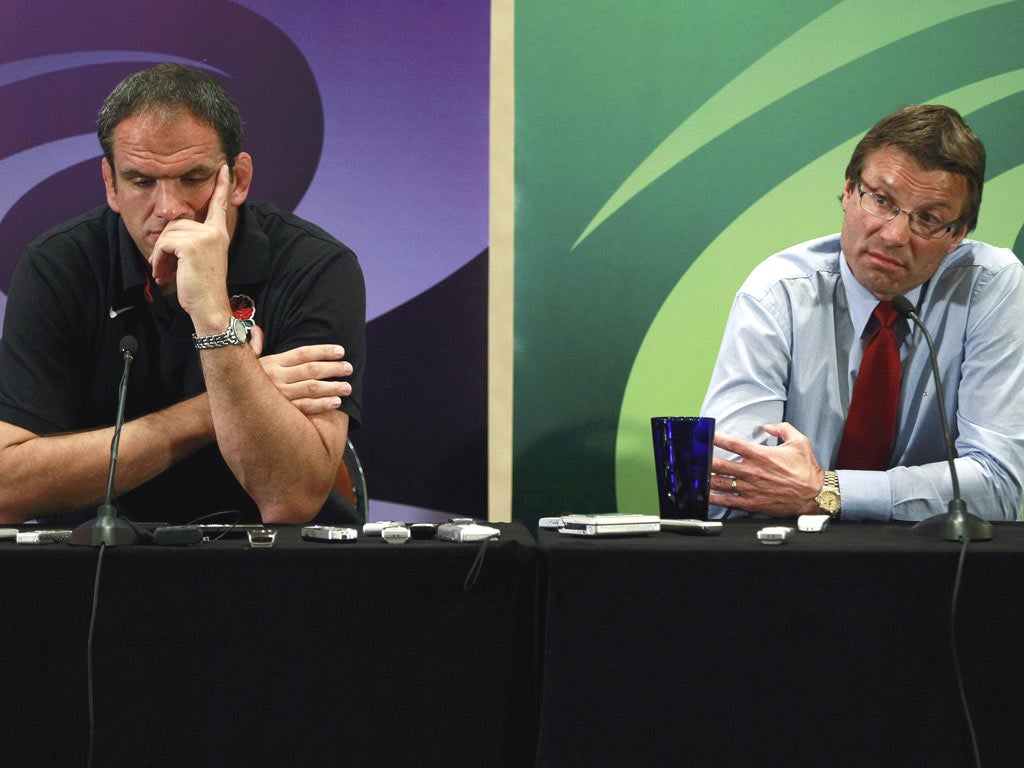 England coach Martin Johnson and director of elite rugby Rob Andrew