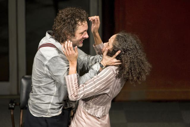 Tee-hee or not tee-hee: Michael Sheen as Hamlet and Vinette Robinson as Ophelia at the Young Vic