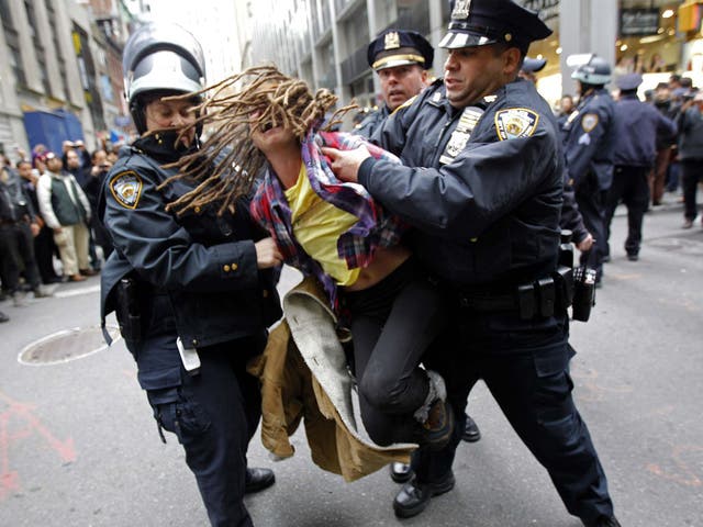 An Occupy Wall Street demonstrator is arrested by New York City Police