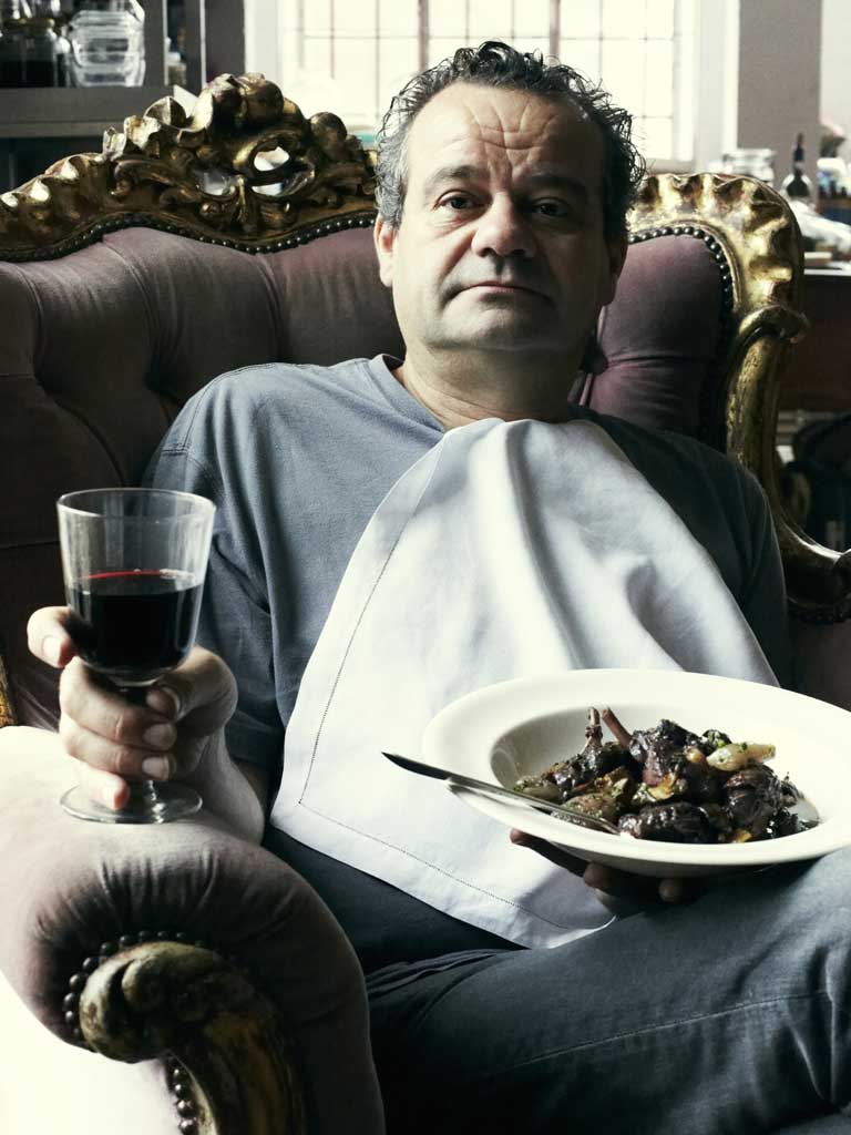 Mark Hix photographed in London with his pintade au vin