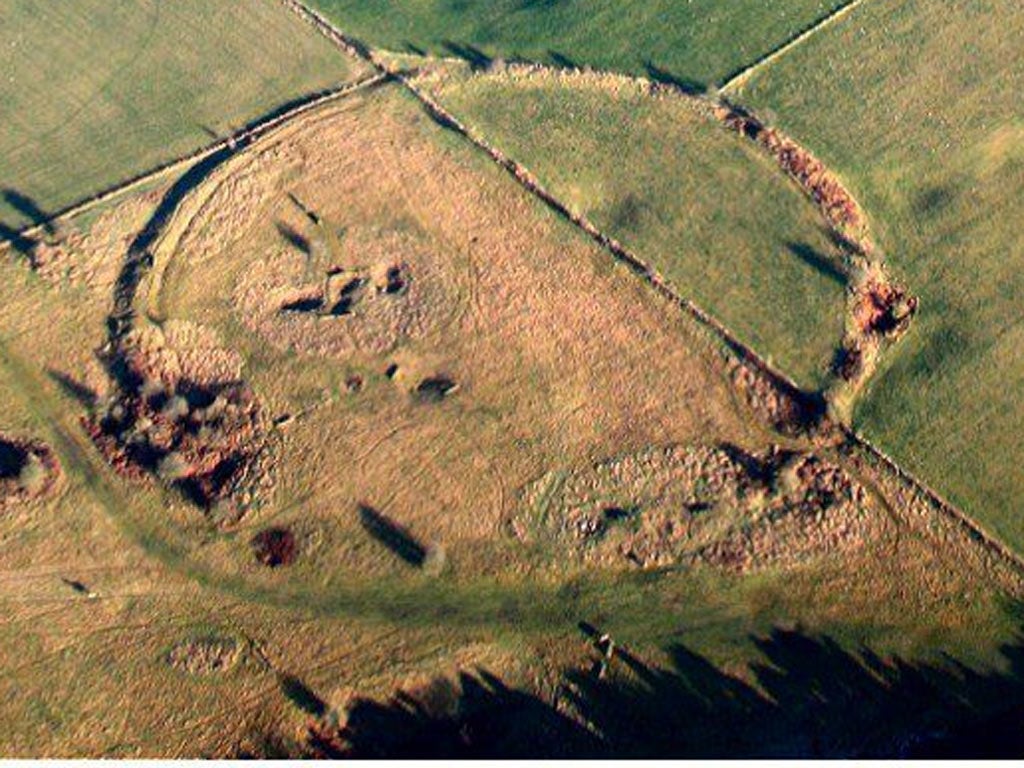2003: One of the Priddy Circles, with sinkholes and ditches clearly visible