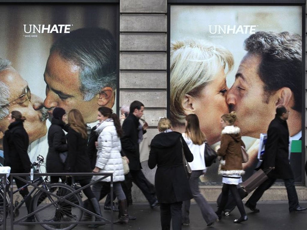 Shoppers react to Benetton’s new poster campaign in Paris