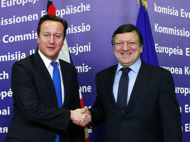 Jose Manuel Barroso (right) held talks with David Cameron in Brussels last week