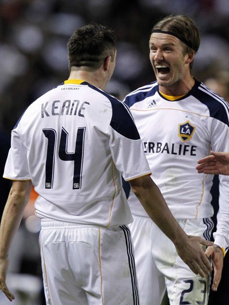 David Beckham with Robbie Keane