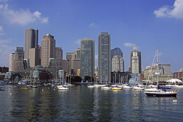 Harbour lights: Downtown Boston sits on a peninsula