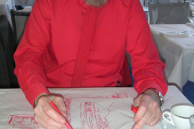 Davies at work with a red pen