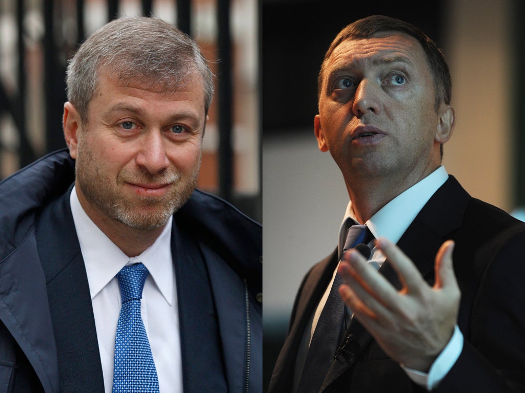 Battle of the oligarchs: Roman Abramovich (left) and Oleg Deripaska
