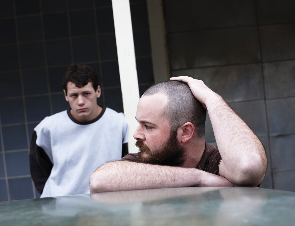Daniel Henshall is John Bunting (foreground), one of small-town Australia's most notorious criminals
