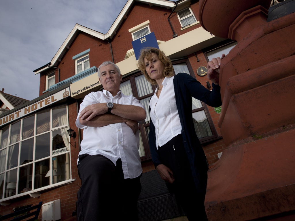 David Webb, owner of Langtry's B&B in Blackpool, and his partner Julie Sayers