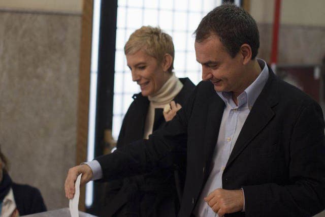 Spain's Prime Minister Jose Luis Rodriguez Zapatero votes in Spain's general elections 