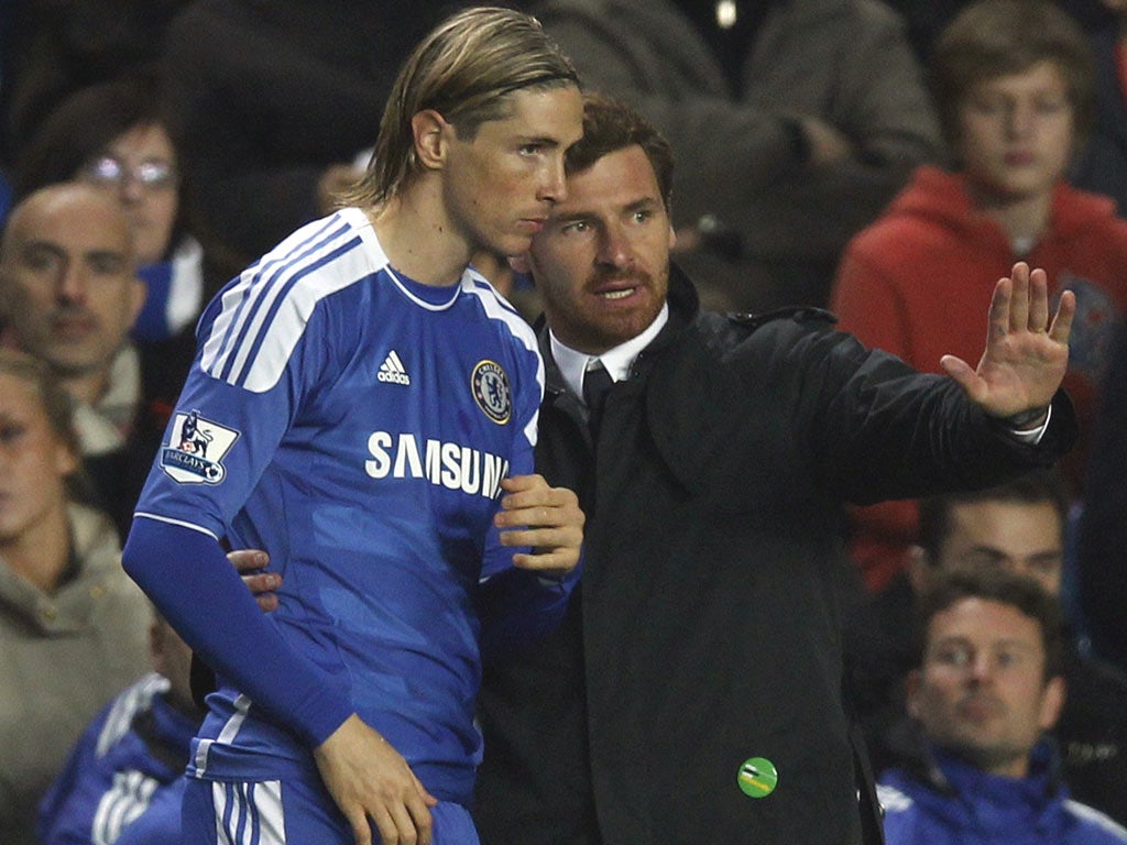 Andre Villas-Boas brings on the former Liverpool striker Fernando Torres as a late substitute