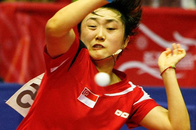 Singapore’s Feng Tian Wei
takes the game rather
more seriously at the
SouthEastAsian Games
earlier this month 
