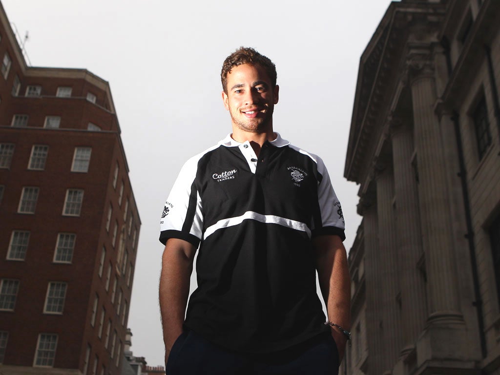 Danny Cipriani in London yesterday ahead of his game for the Barbarians