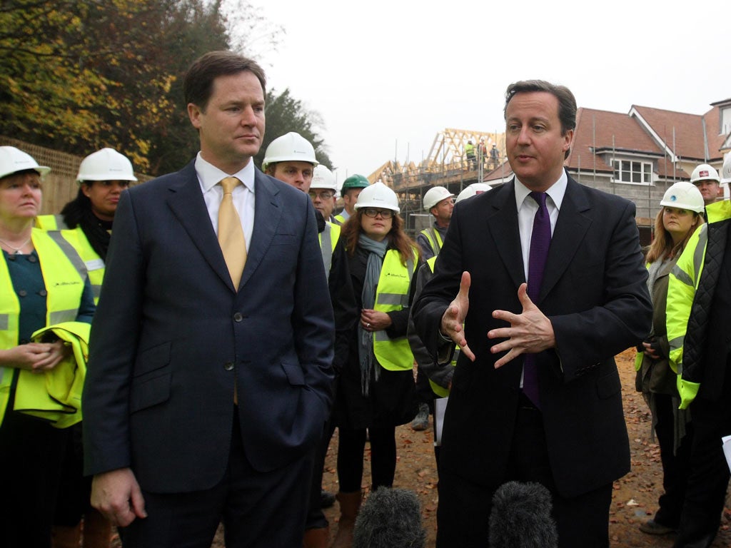 Prime Minister David Cameron and Deputy Prime Minister Nick Clegg visit Boxgrove Gardens in Guildford