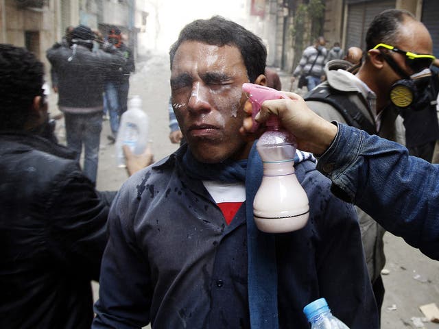 Milk helping to alleviate the effects of tear gas