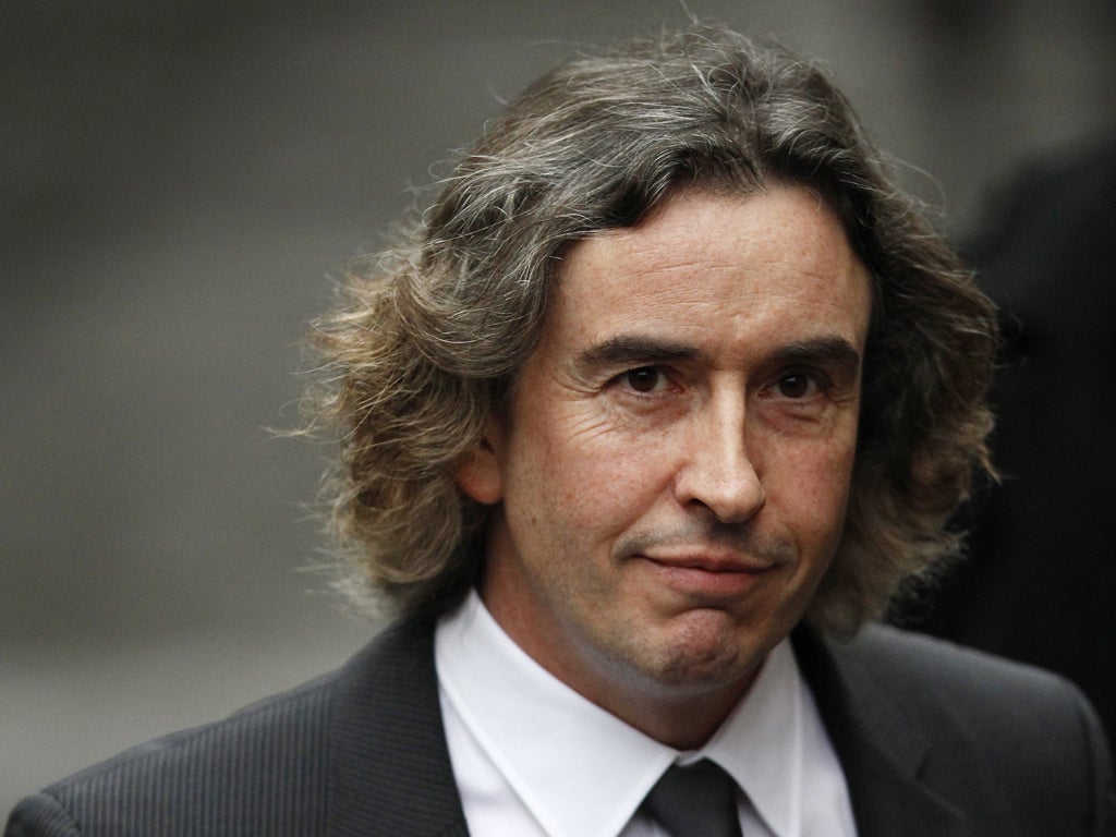 Steve Coogan arrives at the Leveson Inquiry yesterday