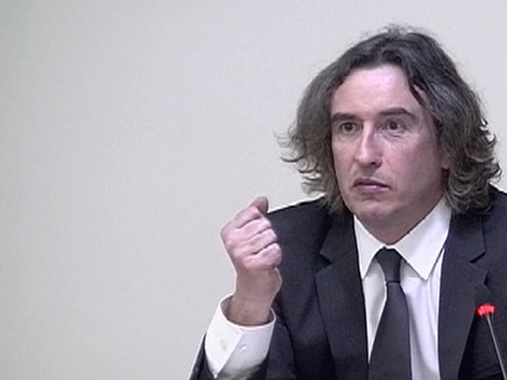 Steve Coogan at the Leveson Inquiry: he said he was appearing for those 'who haven’t the stomach to be here'