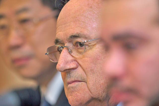 Sepp Blatter listens to some awkward questions in Kuala Lumpur yesterday 