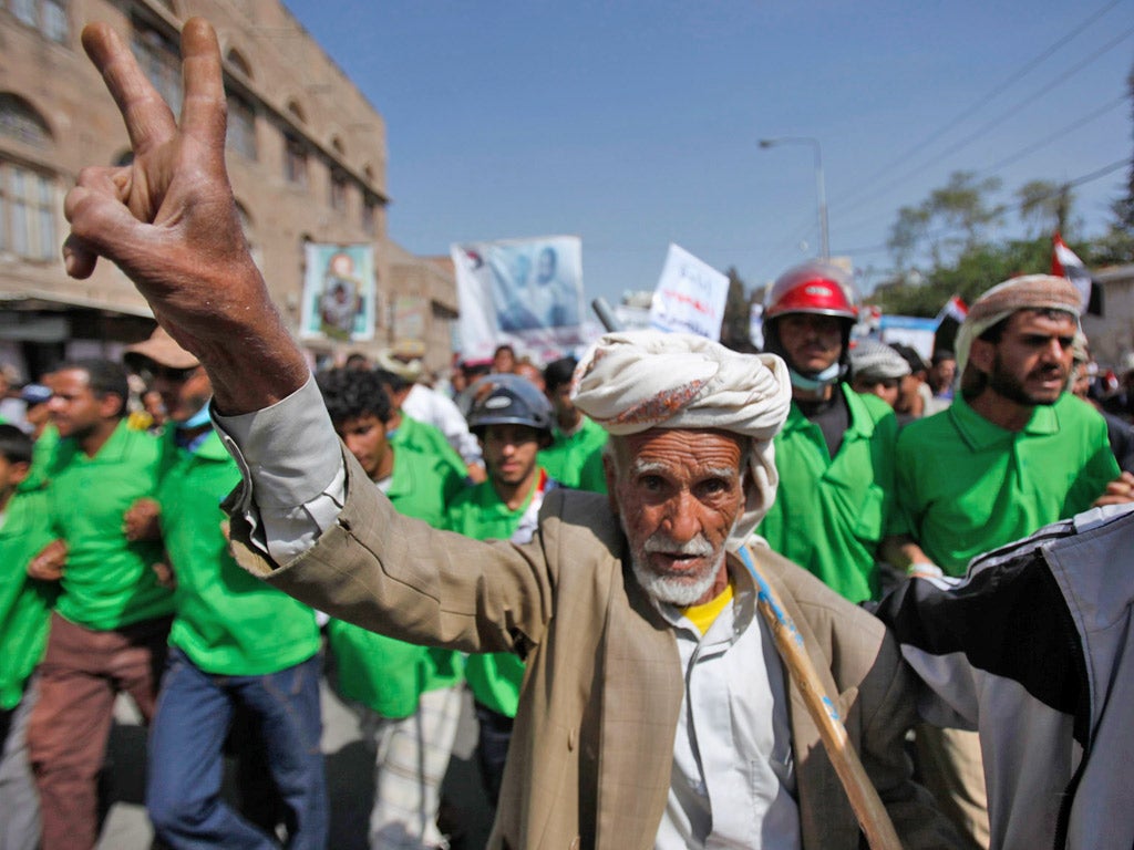 A protest march in Sanaa against the Yemeni regime of President Saleh