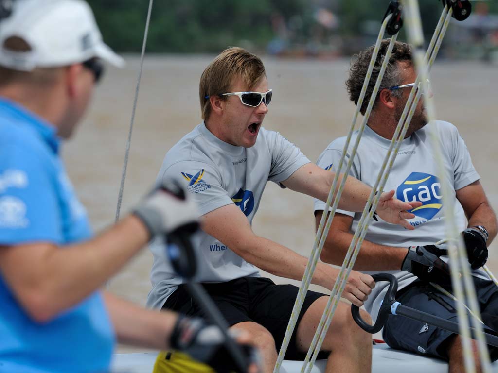 The pressure is on for Team GAC Pindar skipper Ian Williams at the World Match Racing Tour's Monsoon Cup in Malaysia