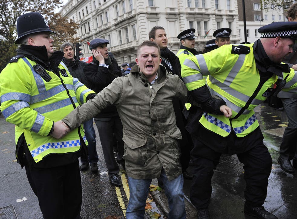 Stephen Yaxley-Lennon aka Tommy Robinson is arrested at an EDL counter-demonstration in London