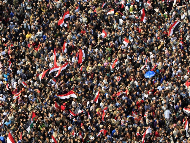 Protesters chanting, 'Leave, leave!' filled up Cairo's Tahrir Square today