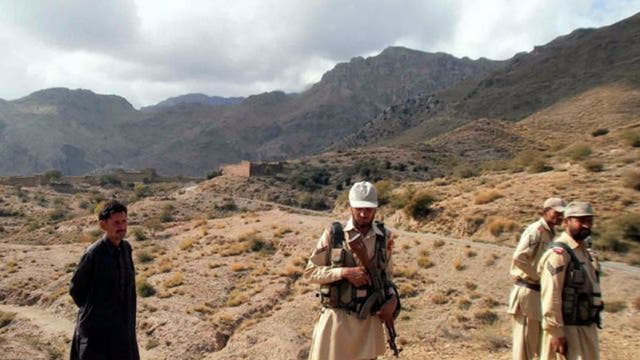 Pakistani soldiers patrolling near the Afghan border in Mohmand tribal region.