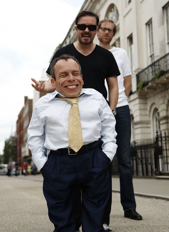 Small potatoes: Warwick Davis, Ricky Gervais and Stephen Merchant in Life's Too Short