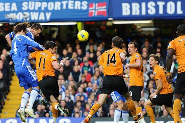 John Terry rises above the Wolves defence to connect with Juan Mata's corner and give Chelsea a lead that was never under threat