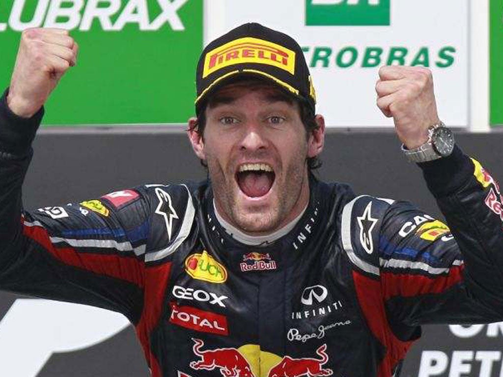 Mark Webber: Took advantage of Vettel’s
gearbox problems to earn his first win of the season