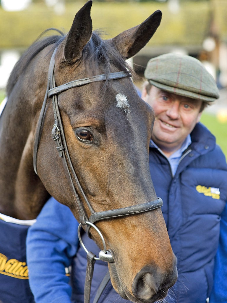 Nicky Henderson holds Long Run at Seven Barrows yesterday