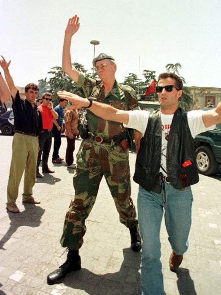 Leka, left, in 1997, during the referendum on the monarchy