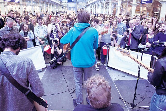 No ticket required: Guillemots at St Pancras station in London 