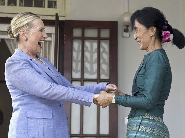 Hillary Clinton and Aung San Suu Kyi met yesterday
