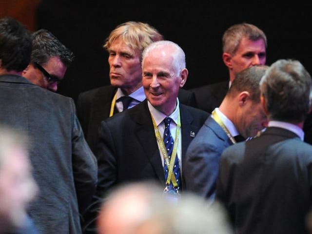 The Ireland manager Giovanni Trapattoni at
the Euro 2012 draw. His side will have their
work cut out to emerge from a group of Spain, Italy and Croatia