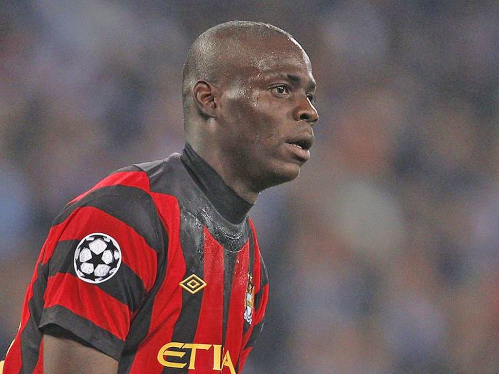 Balotelli was sent off in the draw at Anfield