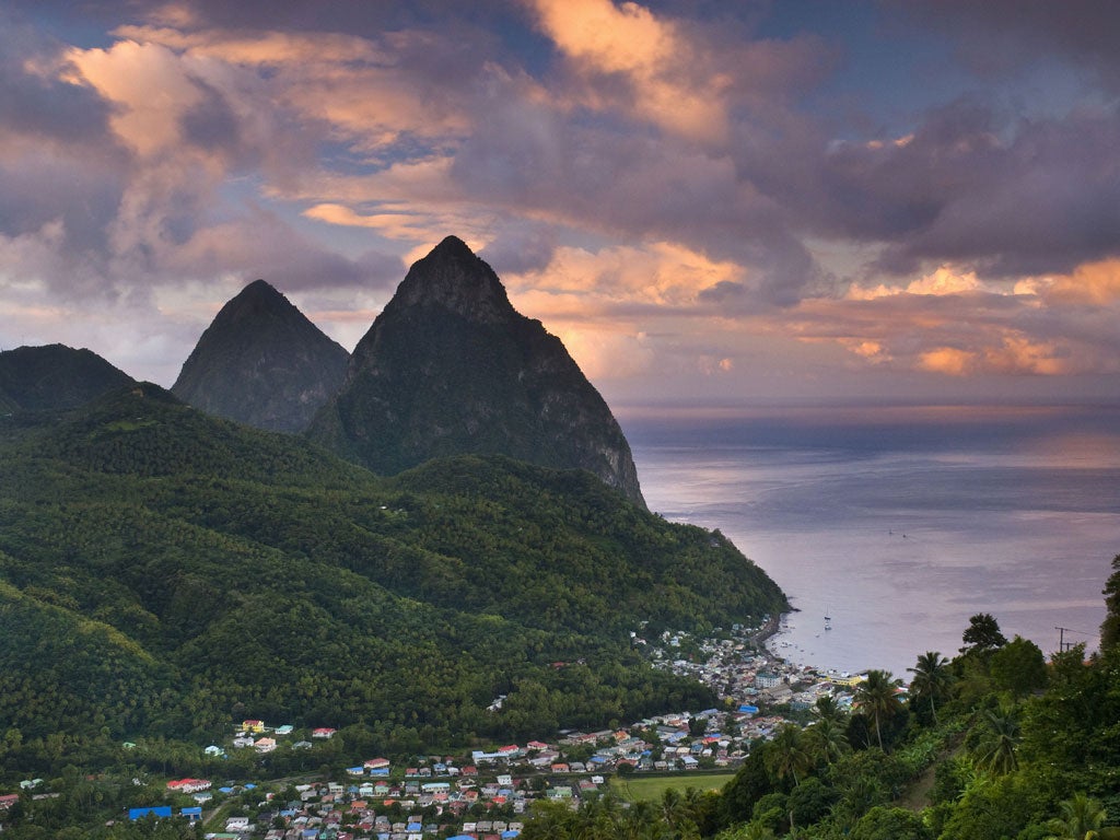 High and mighty: The Pitons tower over Soufrière
