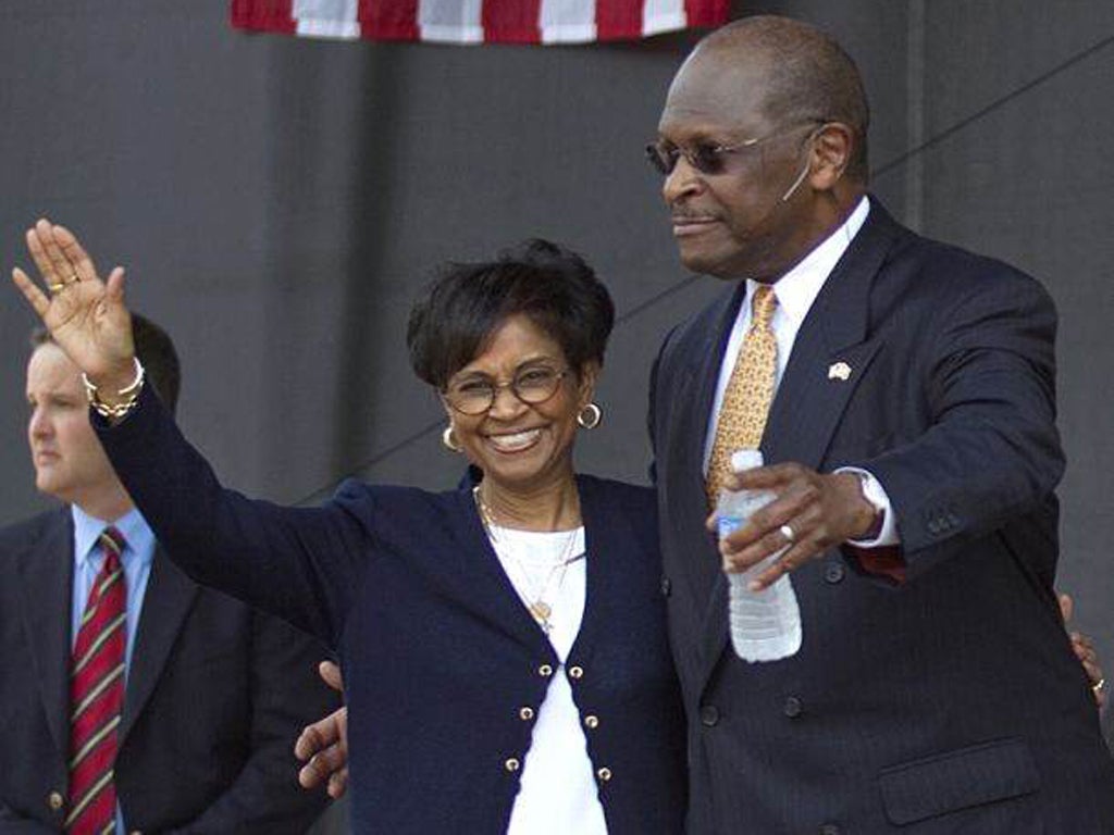 Allegations of a 13-year affair look to have ruined Herman Cain, pictured with his wife Gloria