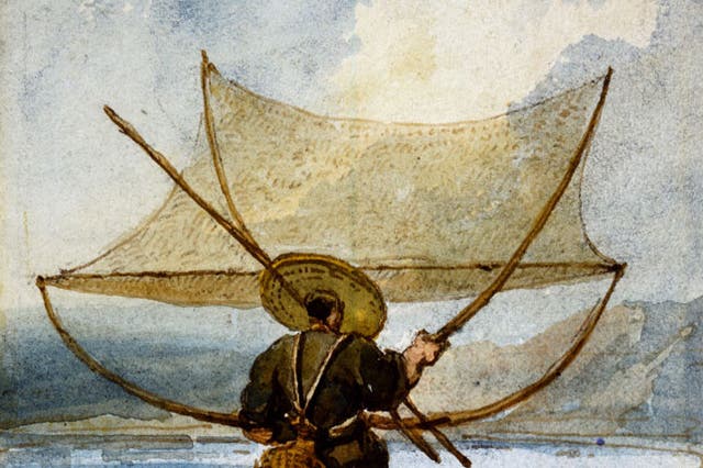 'A fisherman carrying his net', George Chinnery