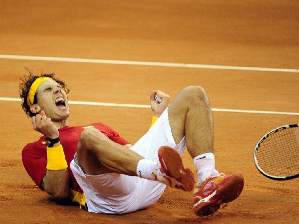 Rafael Nadal’s joy is unconfined as he defeats Argentina’s Juan Martin Del Potro in the Davis Cup final