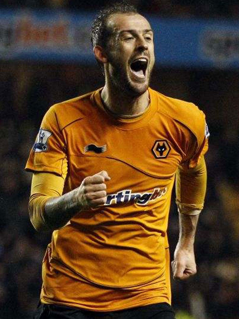 Wolves striker Steven Fletcher celebrates scoring
the winner which spoilt Martin O’Neill’s day
