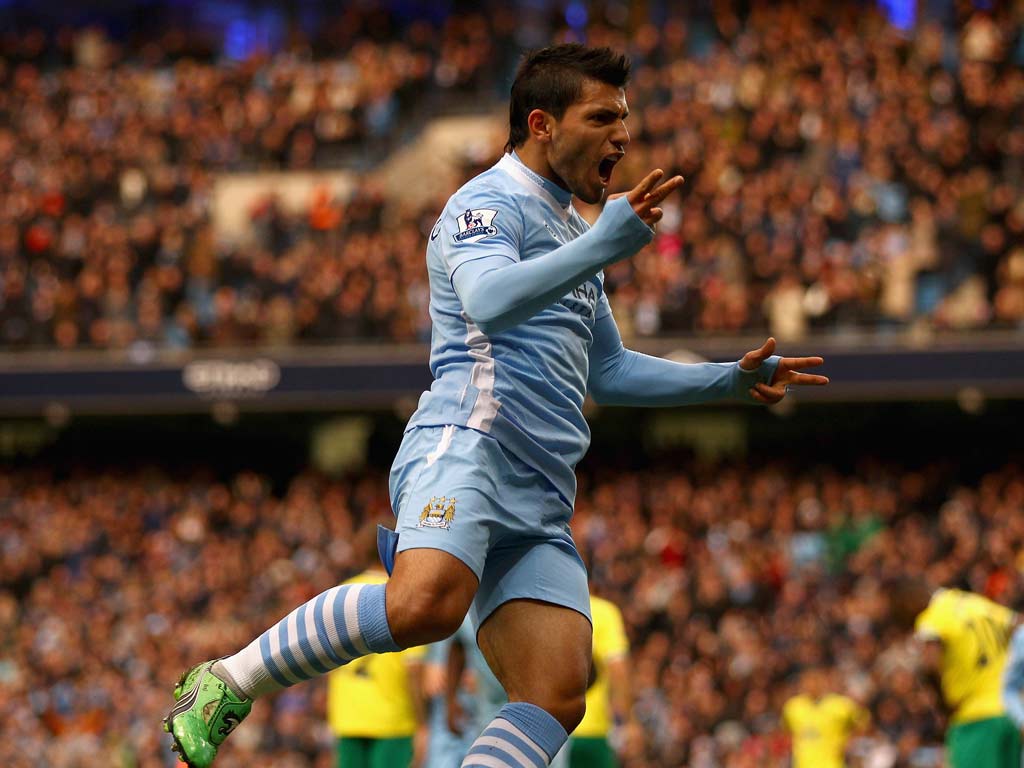 Aguero opened the scoring against Norwich