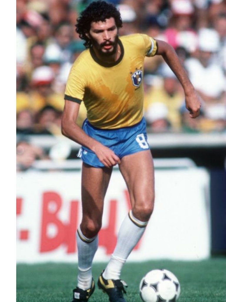 Socrates in action during the 1982 World Cup finals in Spain