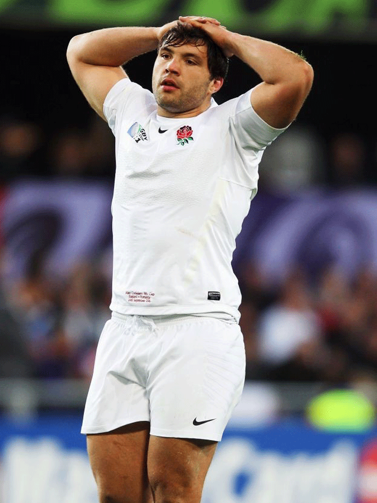 Alex Corbisiero shows his frustration at the World Cup