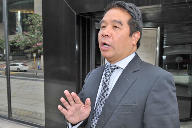 Carson Yeung, pictured outside court in Hong Kong yesterday, faces five counts of money laundering amounting to around £59m