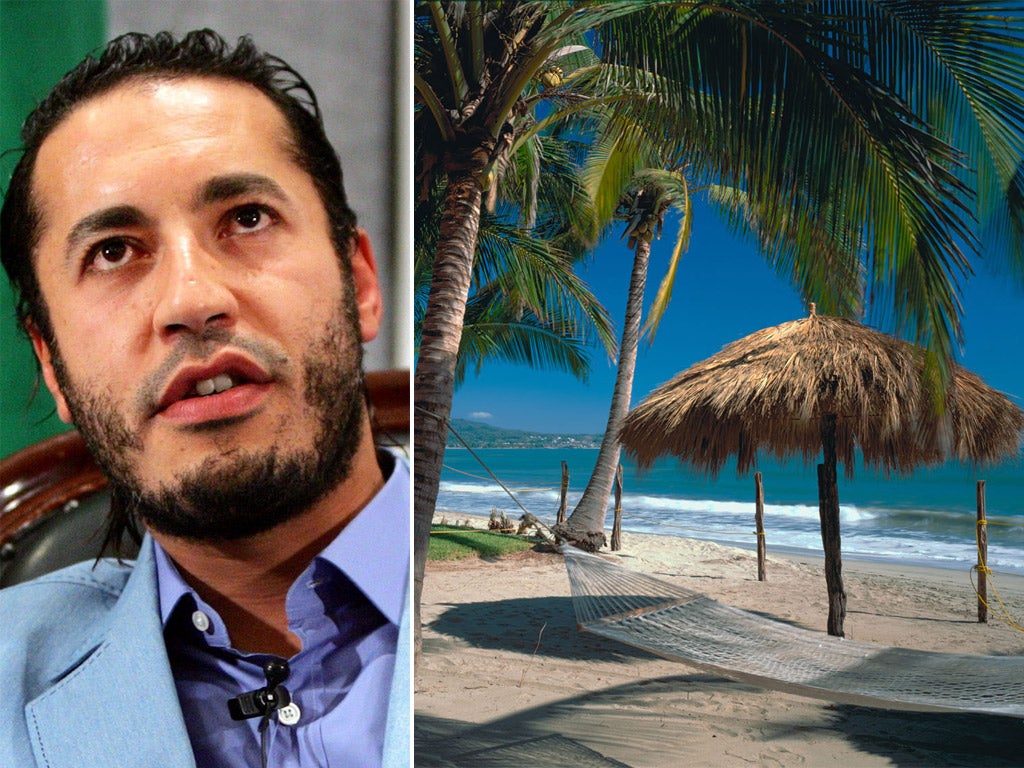 Saadi Gaddafi was attempting to escape Libya for the more relaxing surroundings of Mexico's Bahia de Banderas